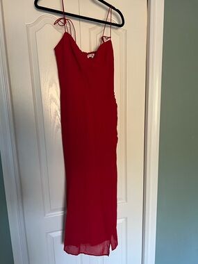 Reformation Red Spaghetti-Strap Midi Dress